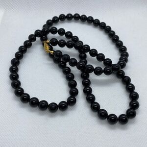 💛 G. Silver Vintage Black Wood Bead Necklace